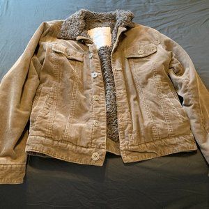 Aeropostale Jacket Mens Small Brown Corduroy Sherpa Trucker Jacket